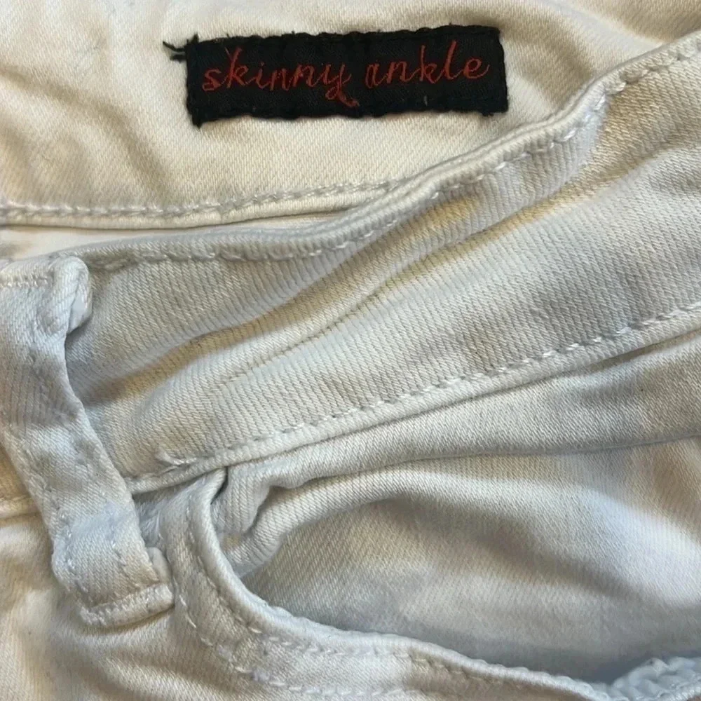 Earl Jean Womens Embroidered Skinny Ankle Raw Hem Jeans Size 10 - Picture 3 of 9